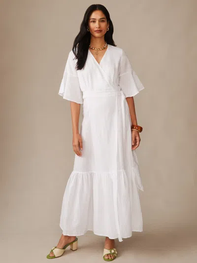 J.mclaughlin Women's Emily Linen Blend Wrap Dress White