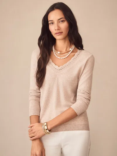 J.mclaughlin Women's Evelyn Cashmere Sweater Heather Oatmeal In Brown