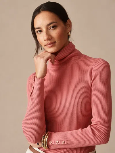 J.mclaughlin Women's Fine Ribbed Arlette Turtleneck Top Azalea In Pink