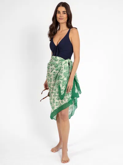 J.mclaughlin Women's Finley Cover-up In Mini Buenavista Border Cream/lime | Cotton In Green