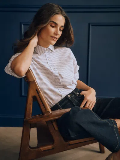 J.mclaughlin Women's Finn Shirt In Stripe White/french Blue In Multi