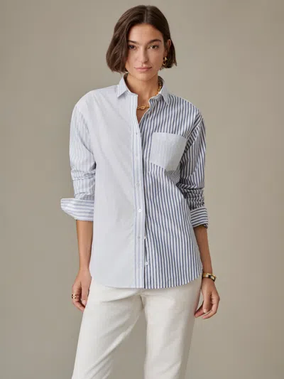 J.mclaughlin Women's Finn Shirt In Stripe White/iceberg Blue