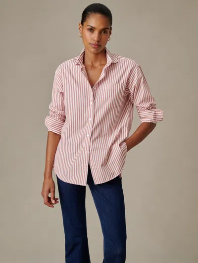 J.mclaughlin Women's Finn Shirt In Stripe White/radiant Rose