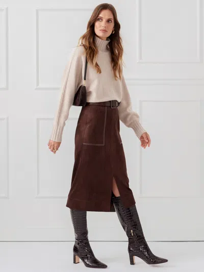 J.mclaughlin Women's Finnian Faux Suede Skirt Mocha In Multi