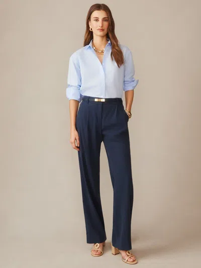 J.mclaughlin Women's Fiona Linen Blend Pants Winter Navy In Blue