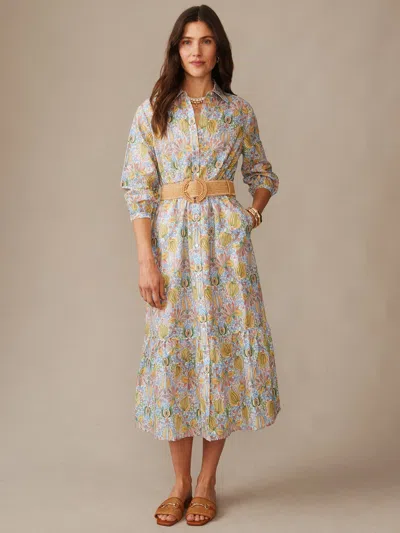 J.mclaughlin Women's Foley Linen Blend Dress In Tropico Tapestry Off White/yellow/green In Multi