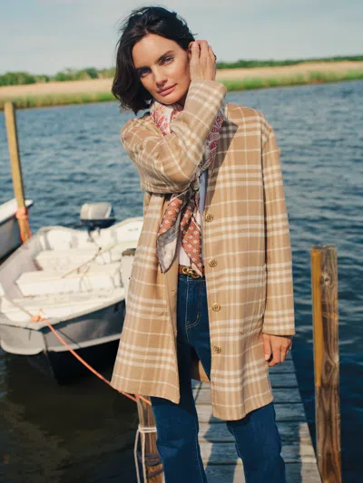 J.mclaughlin Women's Frade Reversible Coat In Plaid Camel/ivory