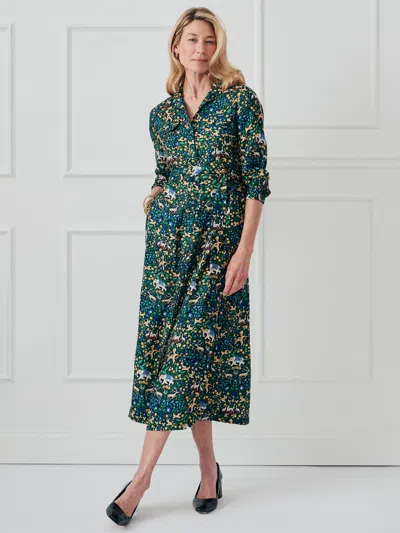 J.mclaughlin Women's Freda Dress In Savanna Blooms Black/green/yellow