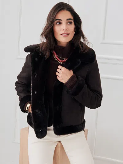 J.mclaughlin Women's Freddie Reversible Coat Dark Brown