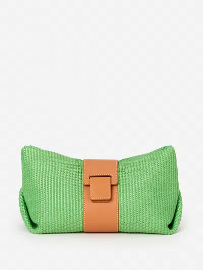 J.mclaughlin Women's Gail Grasscloth Clutch Green | Leather In Red