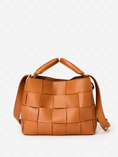 J.mclaughlin Women's Garance Woven Leather Handbag Dark Vachetta In Brown