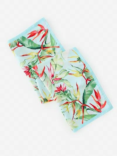 J.mclaughlin Women's Gemma Scarf In Oceanside Blooms Aqua In Blue