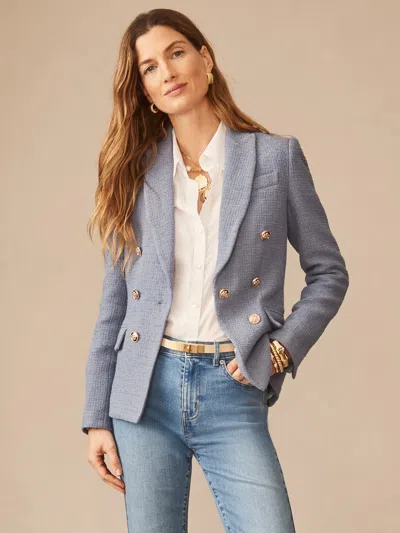 J.mclaughlin Women's Genevieve Cotton Bouclé Blazer Frost Blue In Orange