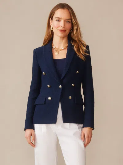 J.mclaughlin Women's Genevieve Cotton Bouclé Blazer Navy In Burgundy