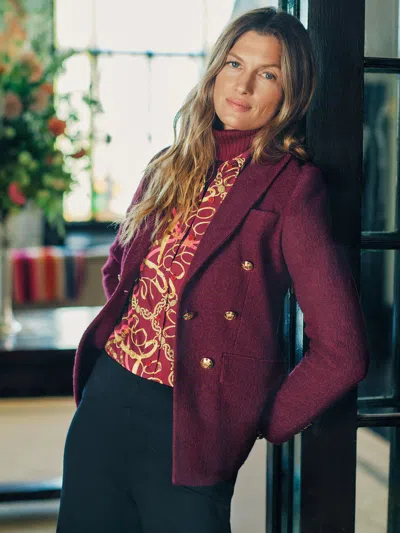 J.mclaughlin Women's Genevieve Wool Boucle Blazer Bordeaux