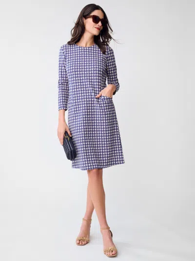 J.mclaughlin Women's Georgiana Dress In Mini Paris Houndstooth Navy/cream In Multi