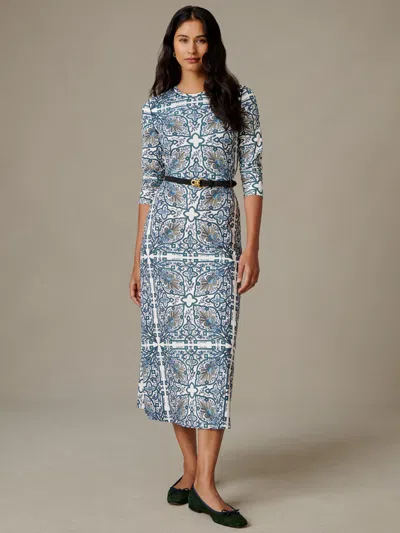 J.mclaughlin Women's Georgina Dress In Baroque Medallion Off White/green In Blue