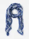 J.mclaughlin Women's Giselle Scarf In Egret's Perch Border Dark Blue/white | Silk In Multi