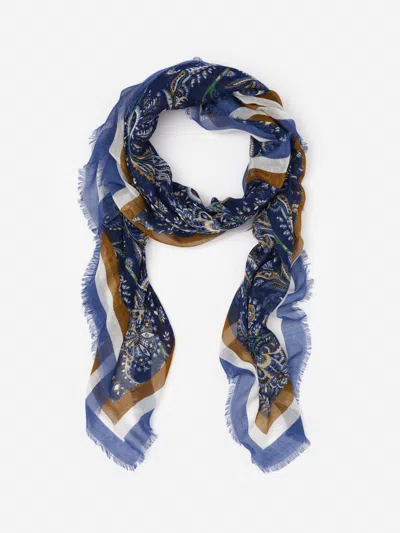 J.mclaughlin Women's Giselle Scarf In Heirloom Paisley Border Navy | Silk In Blue