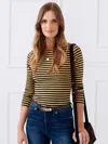 J.mclaughlin Women's Goldie T-shirt In Stripe Navy/marigold In Animal Print