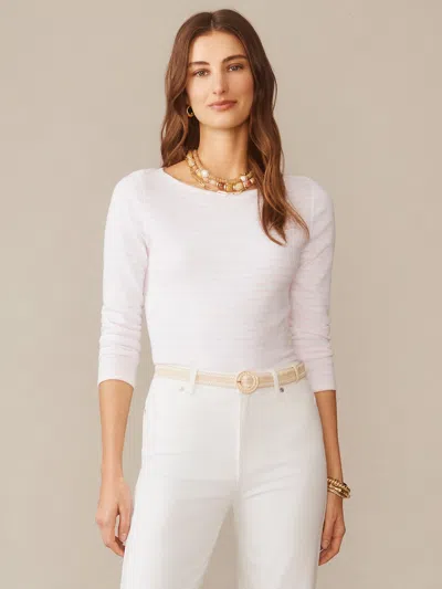 J.mclaughlin Women's Goldie T-shirt In Stripe White/pink In Multi