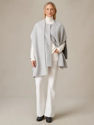 J.mclaughlin Women's Haley Reversible Cape In Plaid Gray/off White | Wool/polyamide