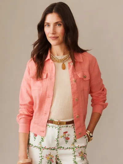 J.mclaughlin Women's Halo Linen Jacket Coral In Orange