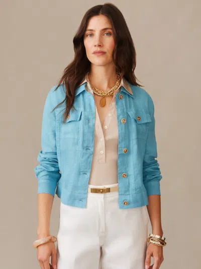 J.mclaughlin Women's Halo Linen Jacket Teal In Blue