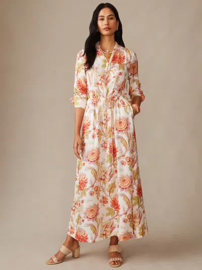 J.mclaughlin Women's Hannah Silk Blend Dress In Cerulean Garden Off White In Multi