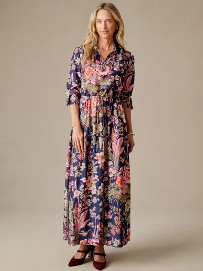 J.mclaughlin Women's Hannah Silk Blend Dress In Heirloom Botanica Navy