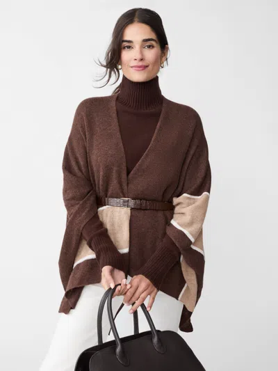 J.mclaughlin Women's Harriet Cashmere Wrap In Color Block Heather Brown/toffee