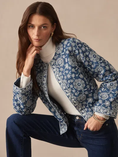 J.mclaughlin Women's Isabel Jacket In Floral Daydream Embroidery Indigo In Black