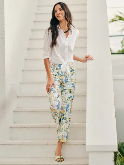 J.mclaughlin Women's Ivy Pants In Amalfi Coast Off White/blue/yellow In Neutral