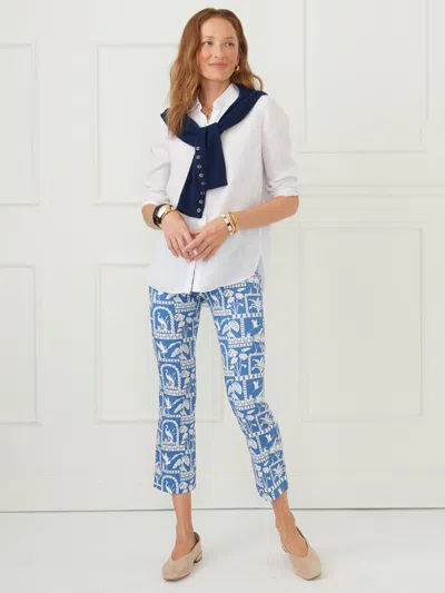 J.mclaughlin Women's Ivy Pants In Egret's Perch Dark Blue/white