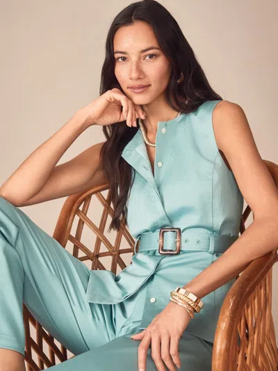 J.mclaughlin Women's Jennifer Dupioni Cotton Vest Seafoam In Green