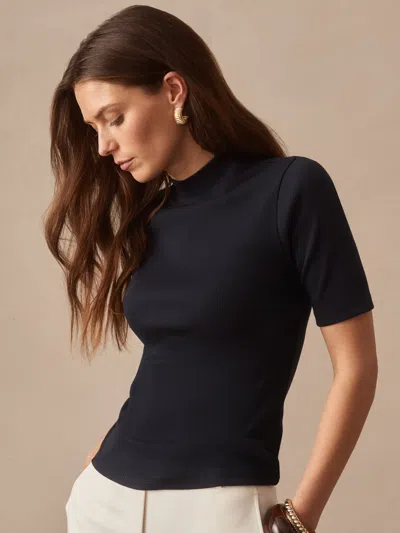 J.mclaughlin Women's Jess Ribbed Top Navy In Black