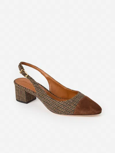J.mclaughlin Women's Jocelyn Slingback Heels In Tweed Dark Brown/dark Coconut In Multi