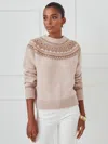 J.mclaughlin Women's Joey Sweater In Fairisle Light Camel/camel In Pink