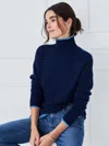 J.mclaughlin Women's Jonah Cashmere Turtleneck Top Navy/denim Blue In Blue