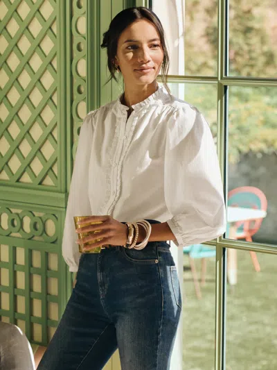 J.mclaughlin Women's Josette Blouse White In Pink