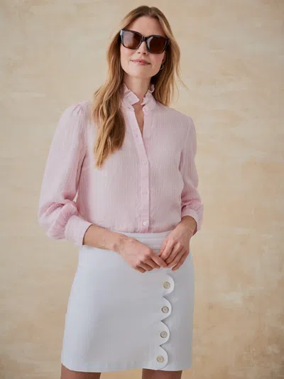 J.mclaughlin Women's Julian Linen Shirt In Stripe Light Pink/white In Multi