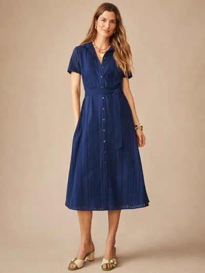 J.mclaughlin Women's Kalinda Dress In Eyelet Nautical Navy In Blue