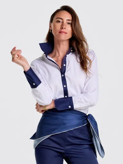 J.mclaughlin Women's Karla Shirt White/navy In Multi