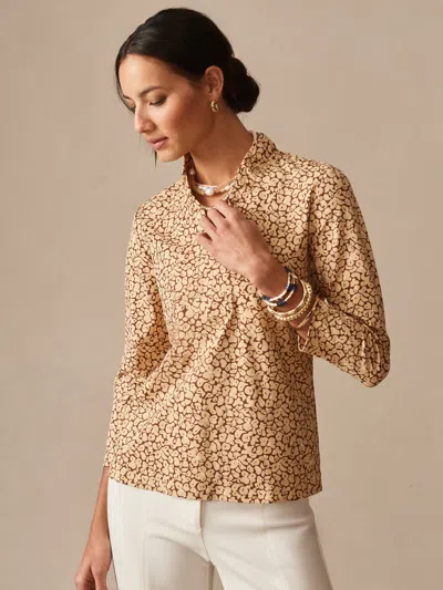 J.mclaughlin Women's Kate Ruffle Top In Celandine Brown/tan In Gray