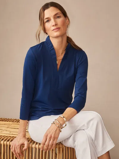 J.mclaughlin Women's Kate Ruffle Top Nautical Navy In Blue