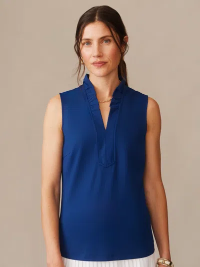J.mclaughlin Women's Kate Sleeveless Ruffle Top Nautical Navy In Blue