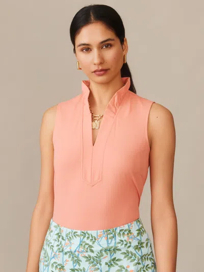 J.mclaughlin Women's Kate Sleeveless Ruffle Top Tropical Coral In Pink