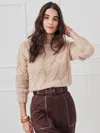 J.mclaughlin Women's Katerina Turtleneck Top Off White/camel In White