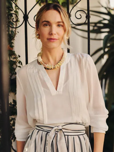 J.mclaughlin Women's Katherine Silk Chiffon Blouse Off White