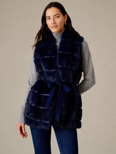 J.mclaughlin Women's Keley Faux Fur Vest Dark Navy In Blue